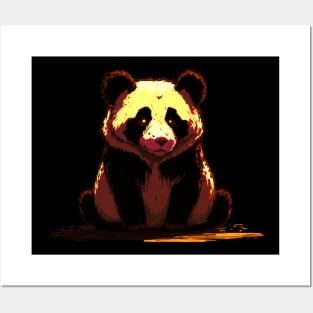 Trippy Yellow Panda Bear Posters and Art